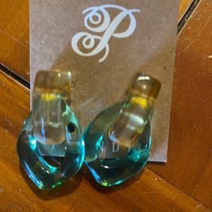 Green and gold earrings